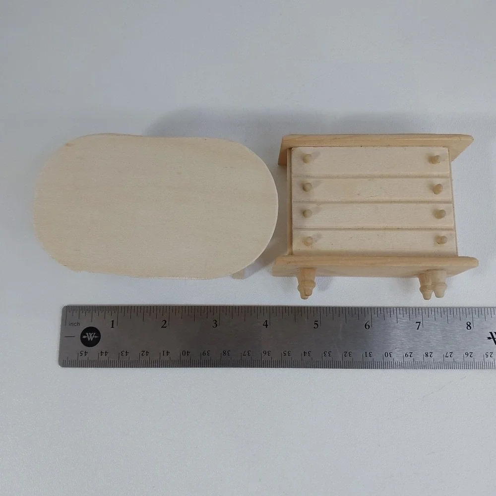 Doll House Furniture Greenbrier Dresser And Table Natural Wood unfinished‎